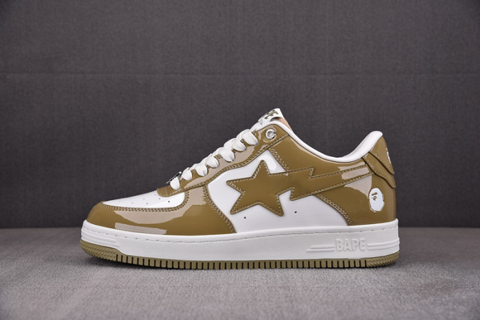 A Bathing Ape Bape Sta Patent Leather White Khaki 1I70-291-022