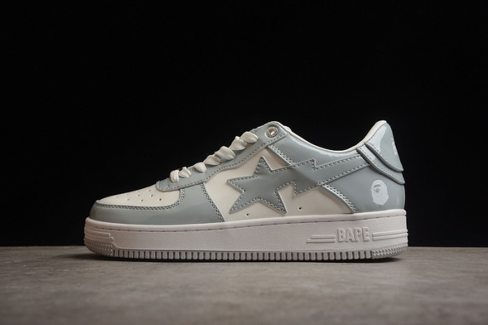 A Bathing Ape Bape Sta Patent Leather White Grey 1I70-291-021