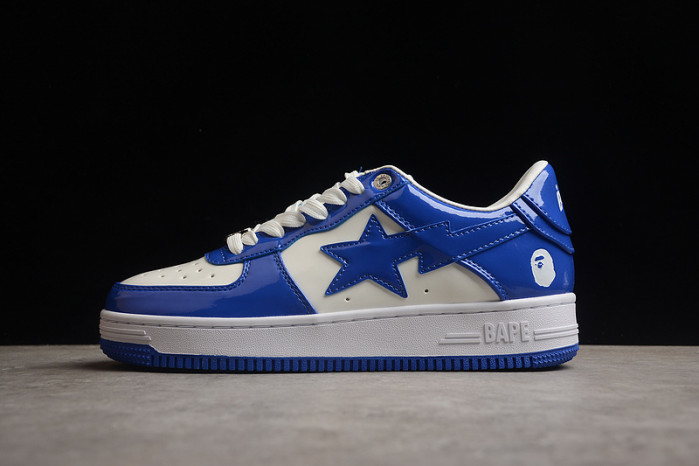 A Bathing Ape Bape Sta Patent Leather White Blue 1I70-191-022