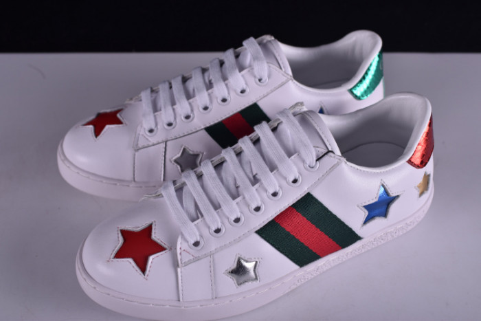 G*u*i ace embroidered low-top sneaker with colorful stars 431942-a38g1