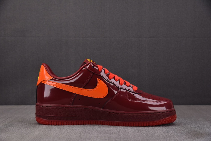 Nike Air Force 1 Low Patent Leather Dark Team Red Safety Orange IO4489-601