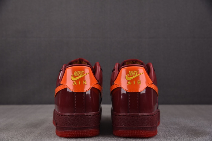 Nike Air Force 1 Low Patent Leather Dark Team Red Safety Orange IO4489-601