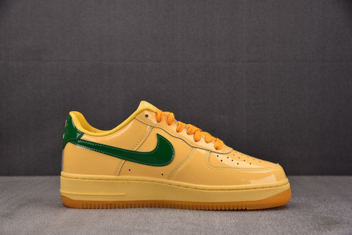 Nike Air Force 1 Low Patent Leather Topaz Gold Pine Green IO4489-700