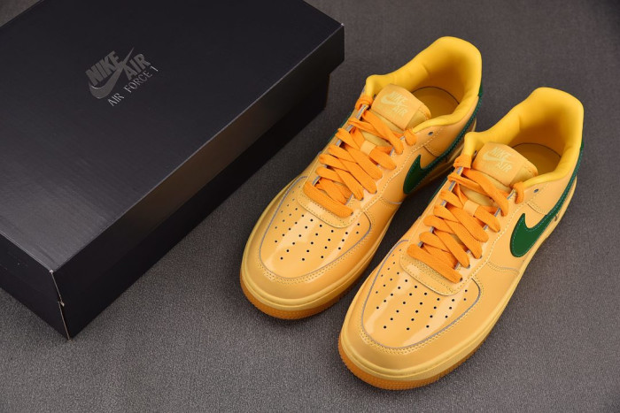 Nike Air Force 1 Low Patent Leather Topaz Gold Pine Green IO4489-700